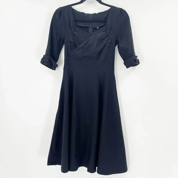 Miusol Mini‎ Dress Womens Size S Black A Line Half Sleeve Cocktail Diamond Neck - Picture 1 of 5
